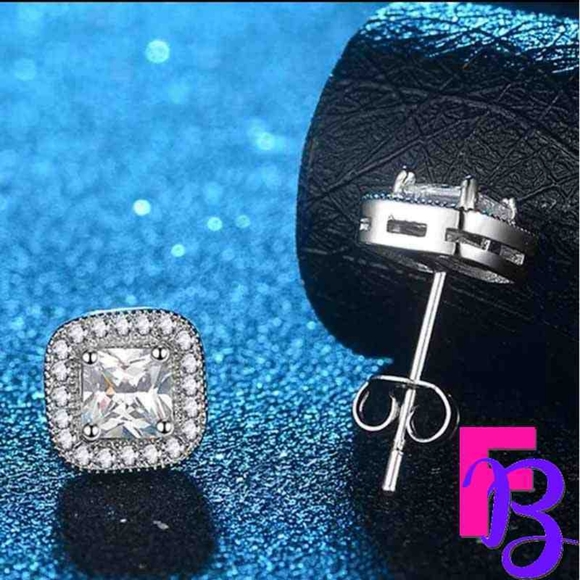 Platinum Iced Cube Earrings - Picture 4 of 12